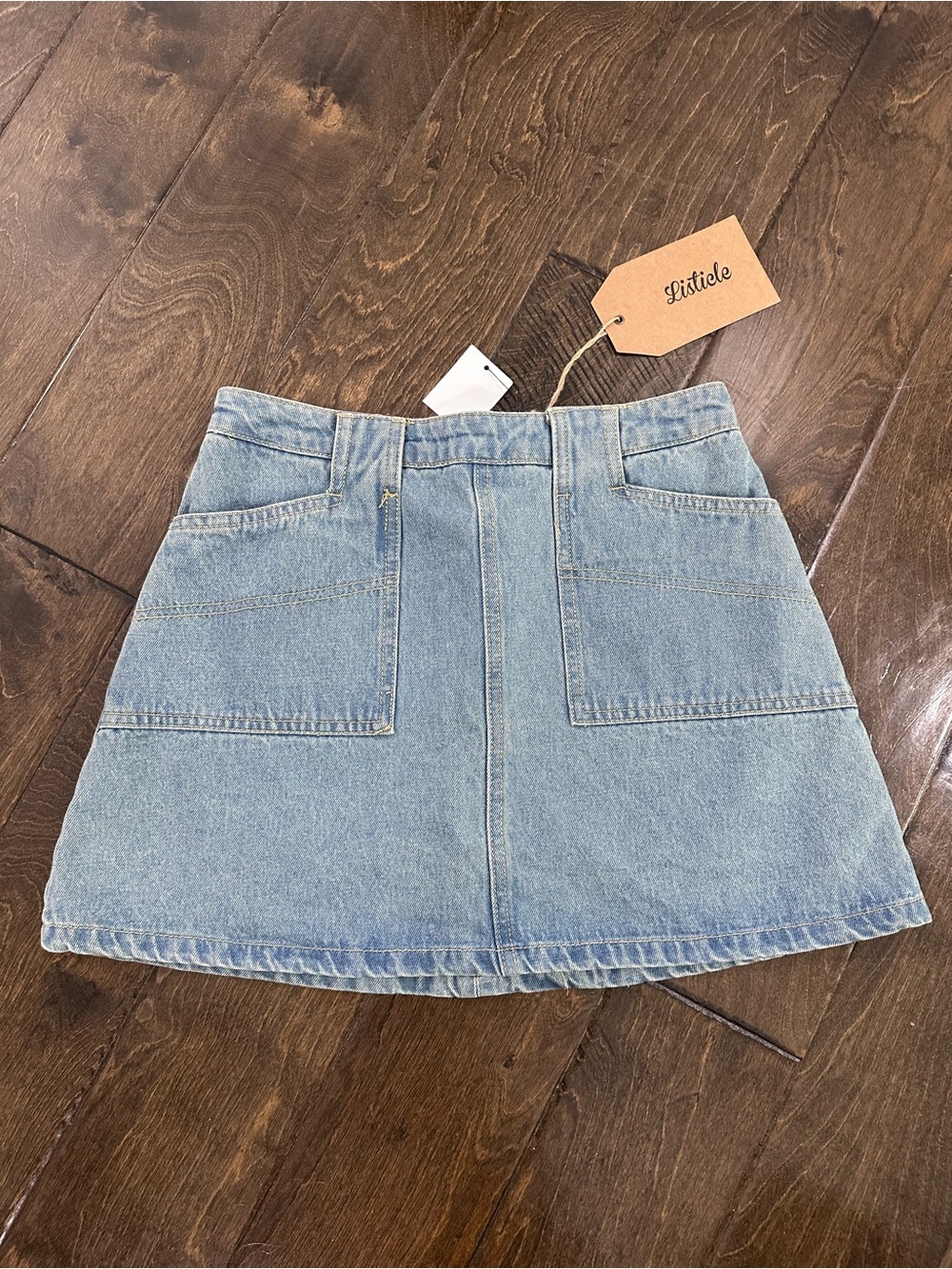 Listicle Pale Blue Denim Pocket Mini Skirt